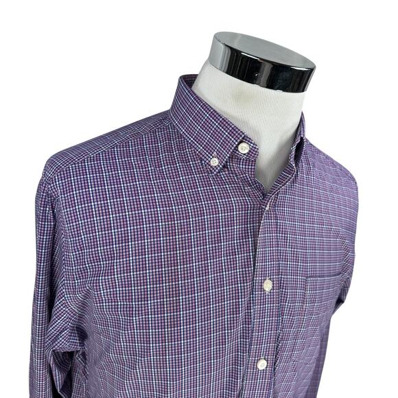 Untuckit Shirt Men’s Large Red White Blue Check Long Sleeve Button-Down Slim - Picture 2 of 9